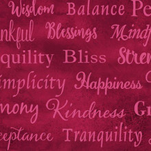 Good Vibes Words in Dark Red - Clothworks Cotton (Y3121-83)