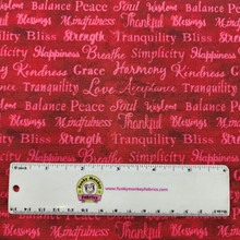 Good Vibes Words in Dark Red - Clothworks Cotton