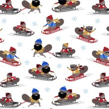 Critters Sledding Snow - Robert Kaufman Flannel (22582-87)