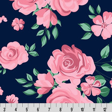 Navy Rose Bouquet Digital - Shannon Fabrics Cuddle Minky