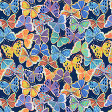 Kaleidoscope Navy Butterflies - Windham Flannel ( 53424F-6)