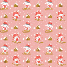 Snow Bunny Pink - Camelot Flannel (89210201b)