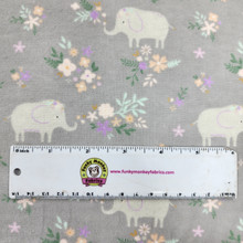 Grey Soft Elephant Floral - Camelot Flannel