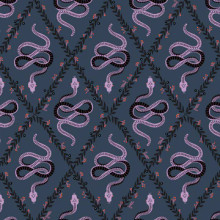 Slithering Snakes on Navy - Spellbound - Dashwood Studio Cotton (spell2452)