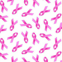  White/Pink Cancer Awareness Ribbons - Elizabeth's Studio Cotton (407E-WHTPNK)