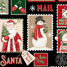 Black Merry Mail Digital - Shannon Fabrics Cuddle Minky (DCMERRYMAILBLACK)