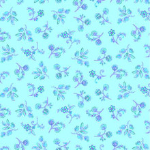 Aqua Small Jacobean Floral - Timeless Treasures Cotton (CD3415-AQUA)