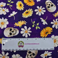 Bones and Bouquets on Purple - Studio E Cotton