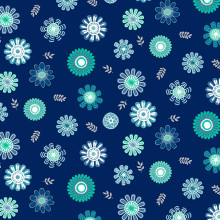  Navy Blossoms Toss - Wilmington Prints Cotton (11602-474)