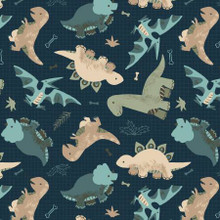 Going Dino Toss Blue - David Textiles Flannel ( DX-2569-4F-1)