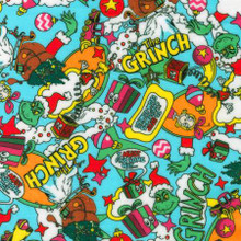 Grinch on Aqua - Robert Kaufman Minky (23098-205)