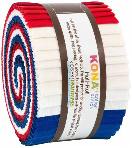 Jelly Roll - Kona Solids Patriotic - 24 pieces - Robert Kaufman Cotton (HR-151-24)