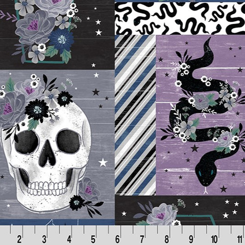 Elderberry Rest In Peace Digital - Shannon Fabrics Minky (DCRESTINPEACEELDERBERRY)