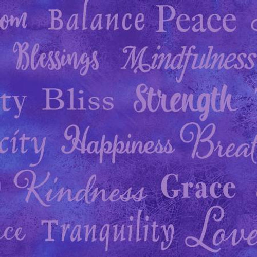 Good Vibes Words in Purple - Clothworks Cotton (Y3121-27)