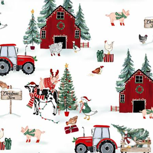 Cardinal Jolly Tree Farm Digital - Shannon Fabrics Cuddle Minky (DCJOLLYTREEFARMCARDINAL)