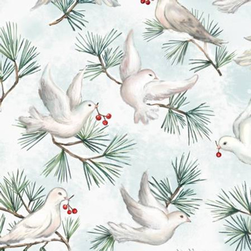 Multi White Doves Digital - Shannon Fabrics Cuddle Minky (DCWHITEDOVESMULTI)