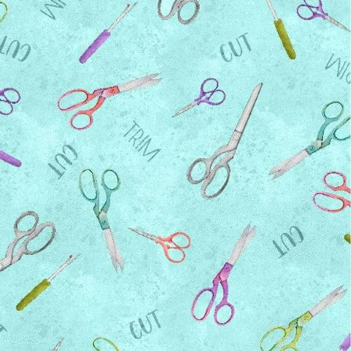 Sew Be It Aqua Scissors - Wilmington Prints Cotton (32094-496)