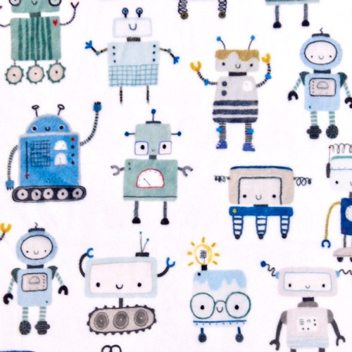Bee Bop Robot Multi Digital - Shannon Fabrics Cuddle Minky (dcbeepboprobotmulti)