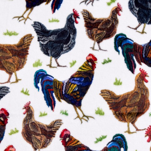 Cluck Cluck Multi Digital - Shannon Fabrics Cuddle Minky (dccluckcluckmulti)