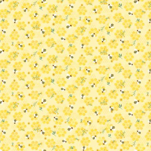 Yellow Bee On Honey Combs - Timeless Treasures Cotton (CD3490-YELLOW)