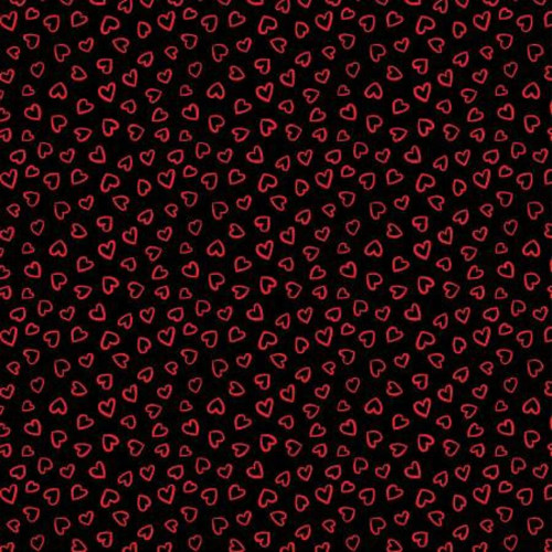 Happy Hearts on Black - Wilmington Prints Cotton (13805-933)