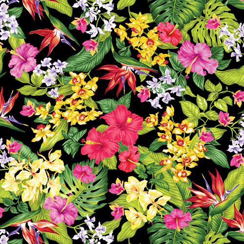 Floral Paradise Black - Benartex Cotton (12901B-12)