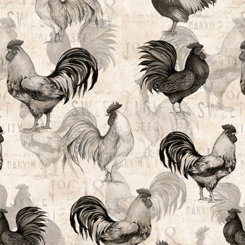 Neutral Proud Rooster - Wilmington Prints Cotton (39766-199)