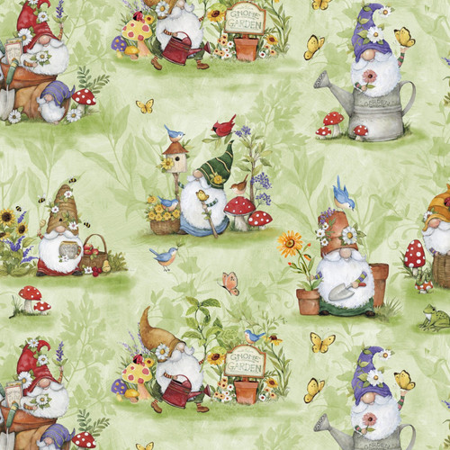 Gnome & Garden Scenery Gnomes - Wilmington Prints Cotton (39775-773)