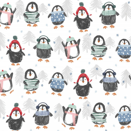 Frosty Friends Digital Snow - Shannon Fabrics Cuddle Minky (dcfrostyfriendsmulti)