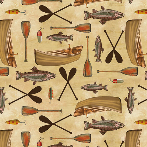 Canoes Wilderness Trail - Blank Cotton - Funky Monkey Fabrics Inc.