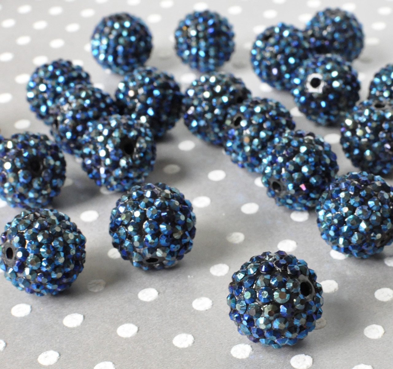 20mm Navy blue rhinestone bubblegum beads