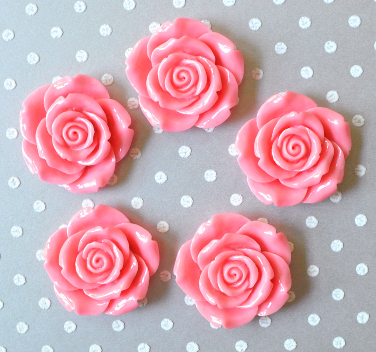 Coral rose resin flower beads