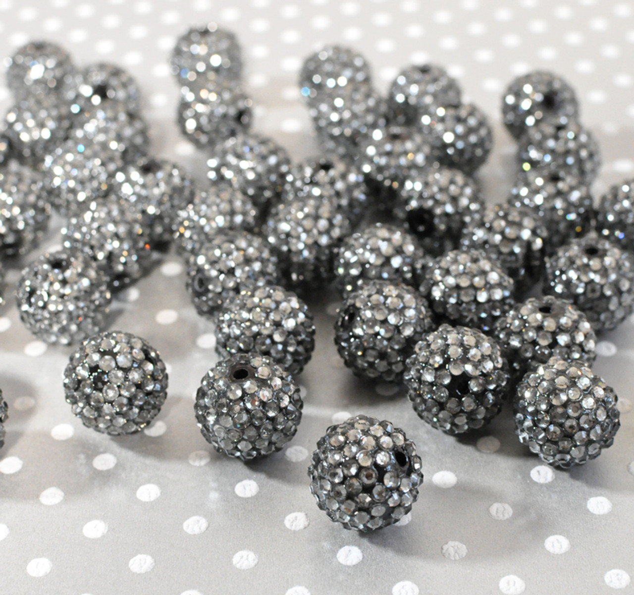 20mm Gunmetal rhinestone bubblegum beads