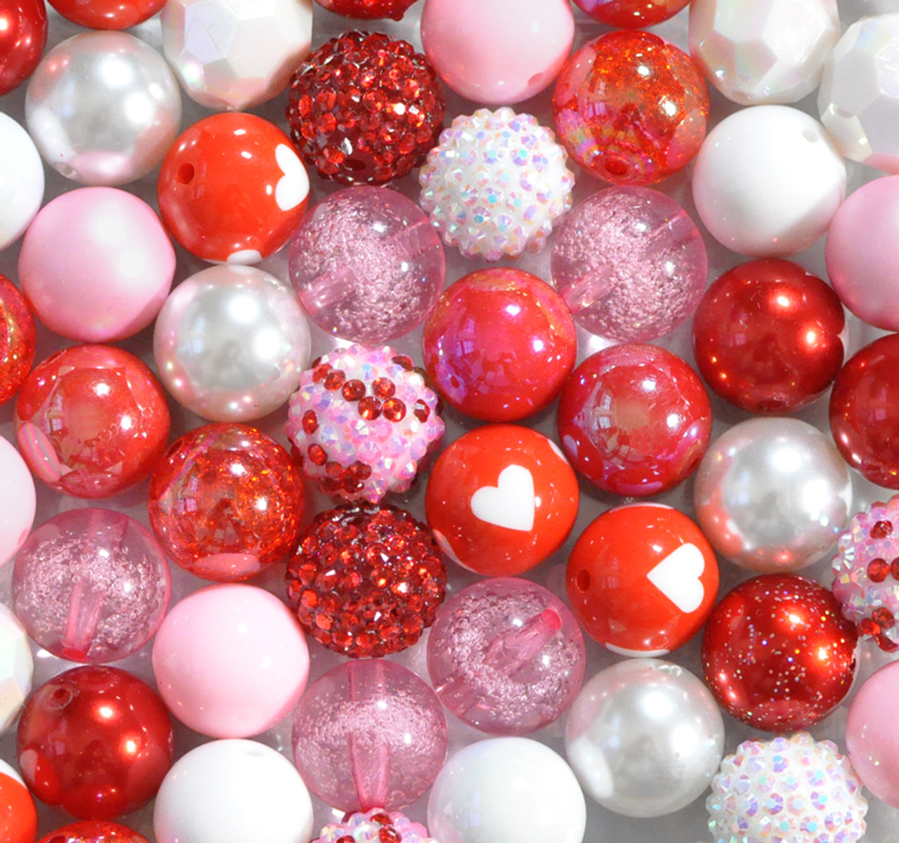 Mixed 20mm Red Pink White Valentine Beads Valentine Bubblegum