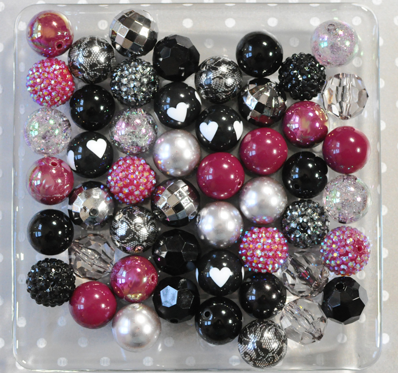 Black Valentine bubblegum bead wholesale kit