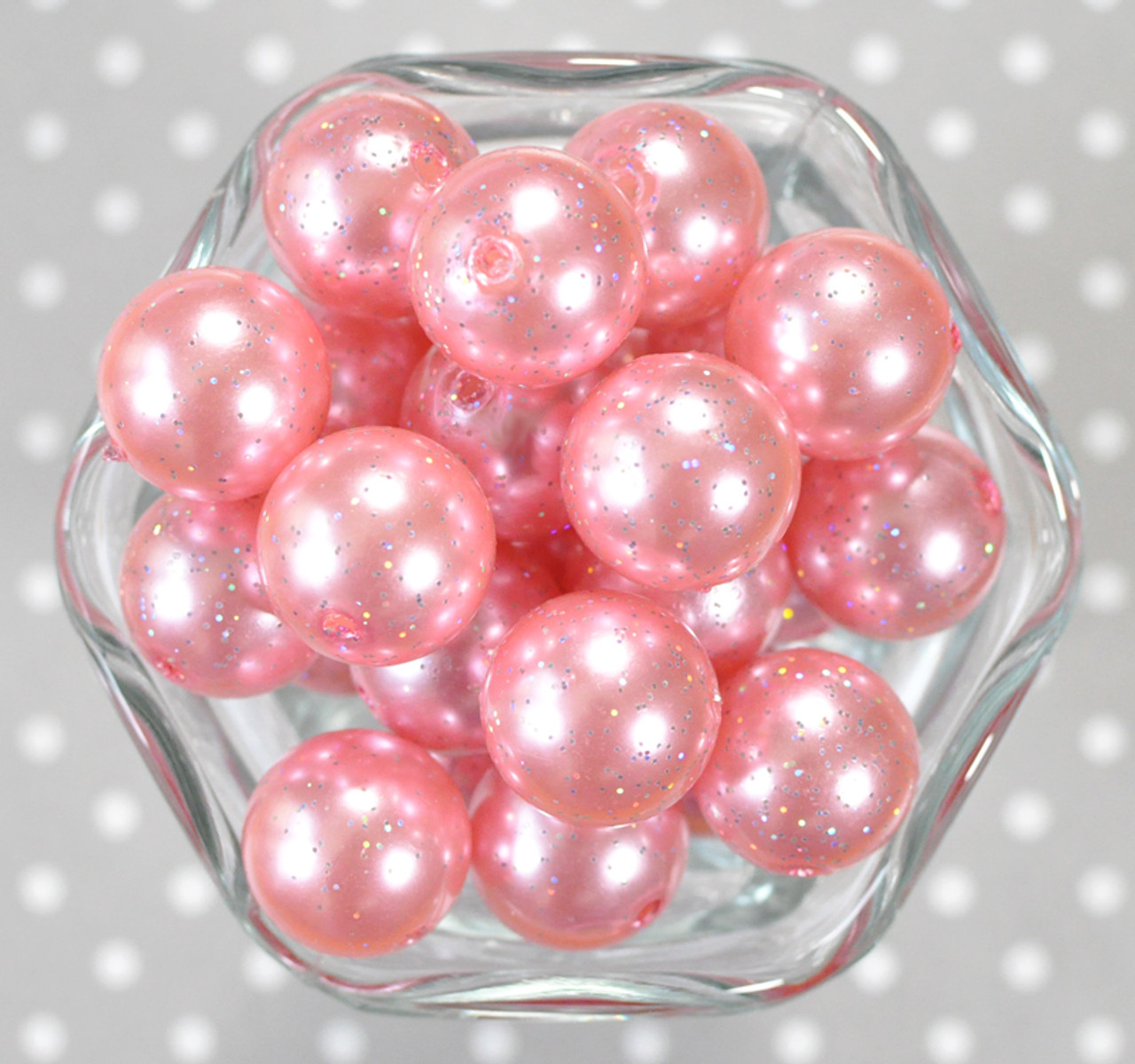 20mm Red glitter pearl bubblegum beads