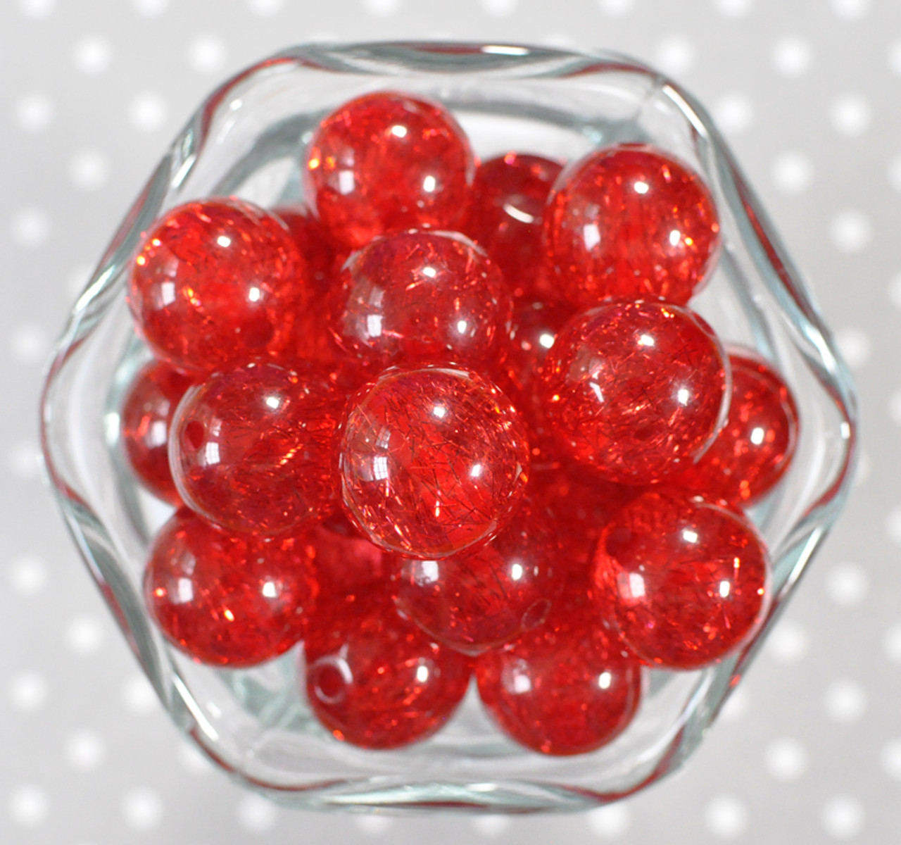 20mm Red tinsel jelly bubblegum beads