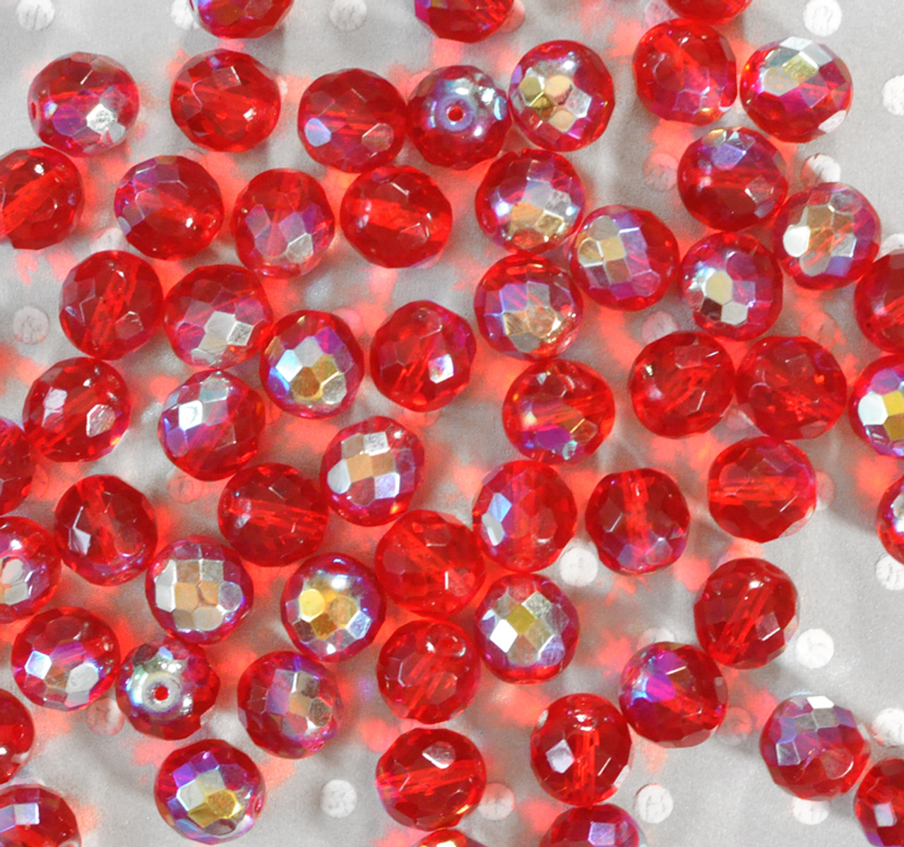 Siam Red Czech Glass Beads, 8mm Round