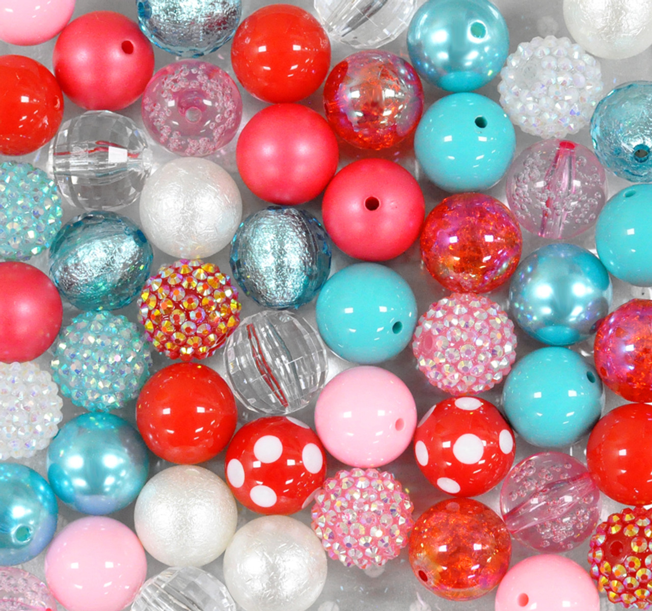 20mm Crackle Mix Bubblegum Beads Bulk - 50 & 100 Count