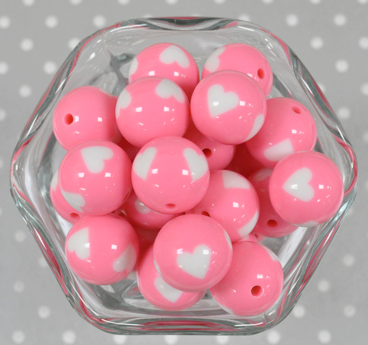 20mm White Solid Bubblegum Beads