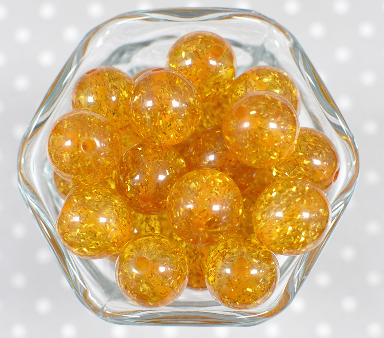 20mm Dark Gold tinsel jelly bubblegum beads