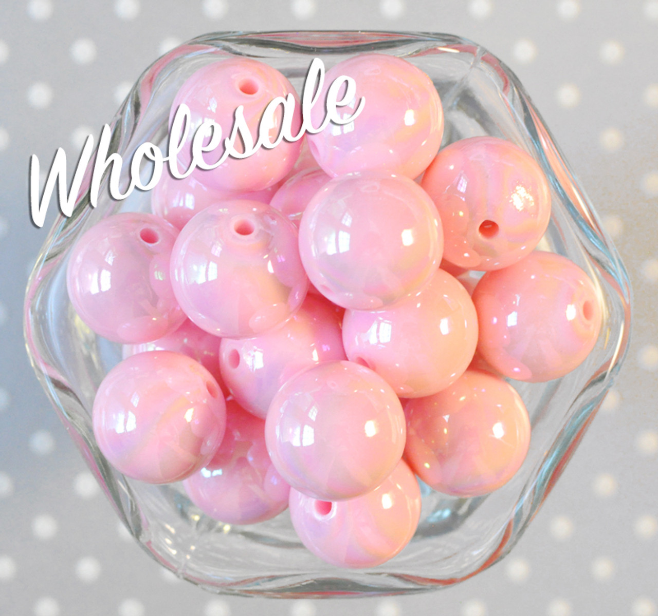 20mm White Solid Bubblegum Beads