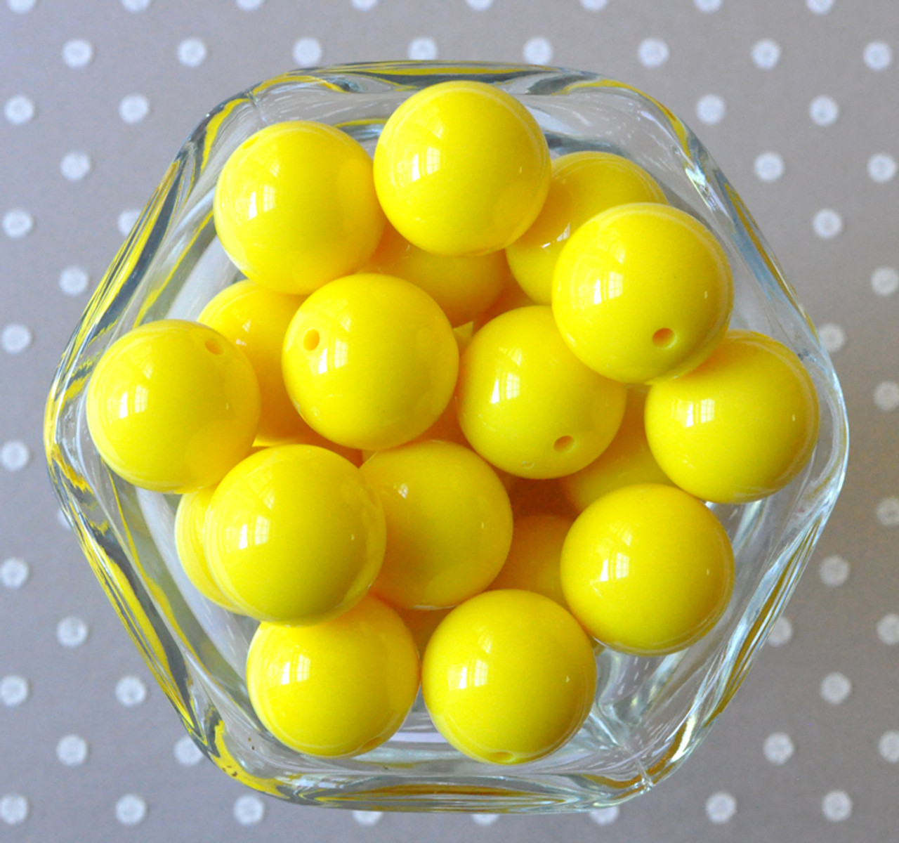 20mm Lemon yellow solid bubblegum beads