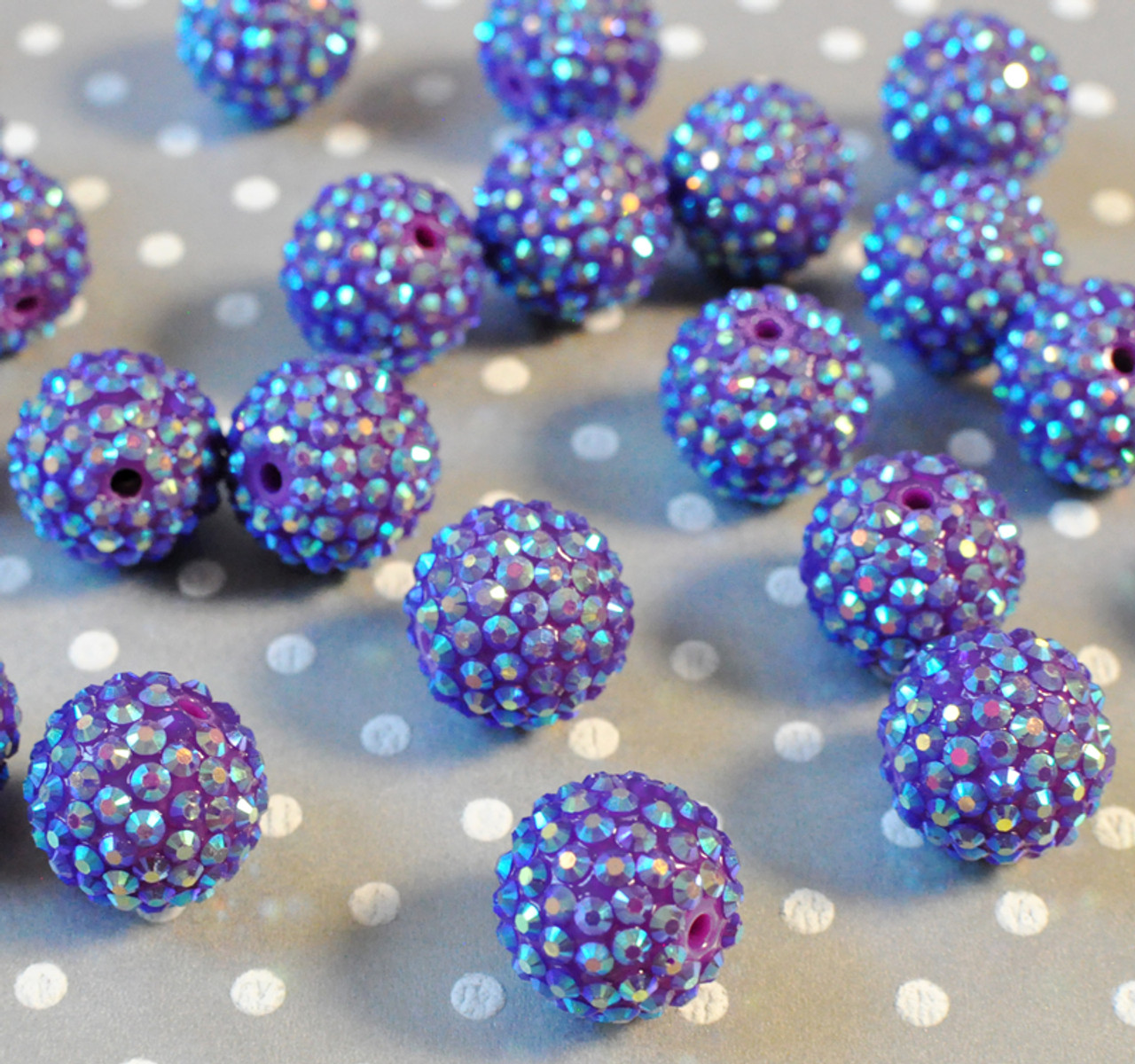 20mm Pretty Purple Rhinestone AB Bubblegum Beads