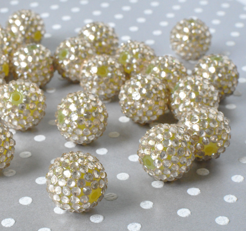Wholesale 20mm Light gold rhinestone chunky beads 100 piece