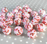 20mm Valentine's  confetti rhinestone bubblegum beads