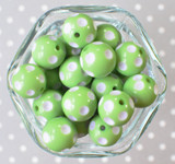 Wholesale 20mm Lt Apple Polka dot bubblegum beads 100pc