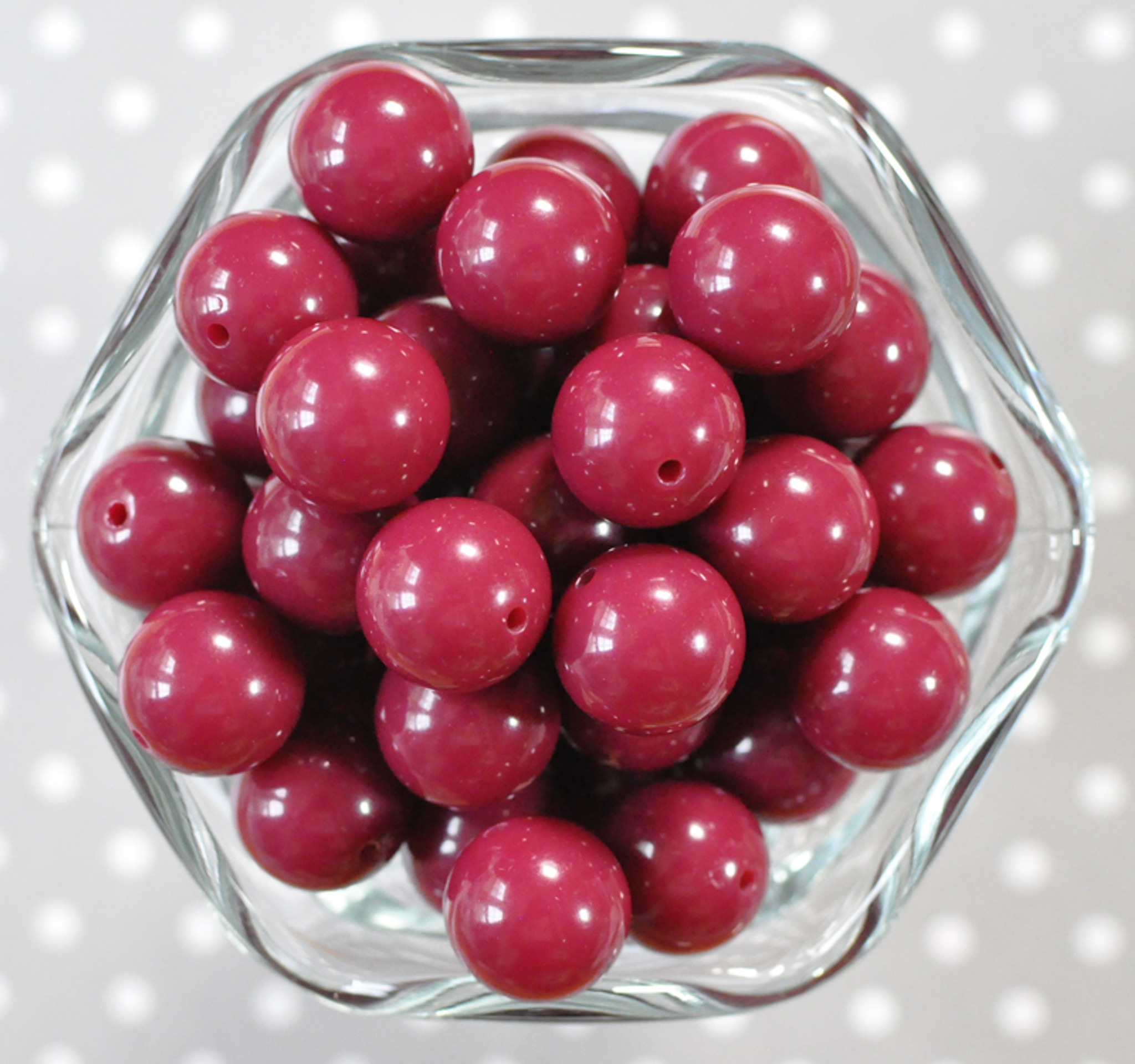 16mm Cranberry red solid bubblegum beads