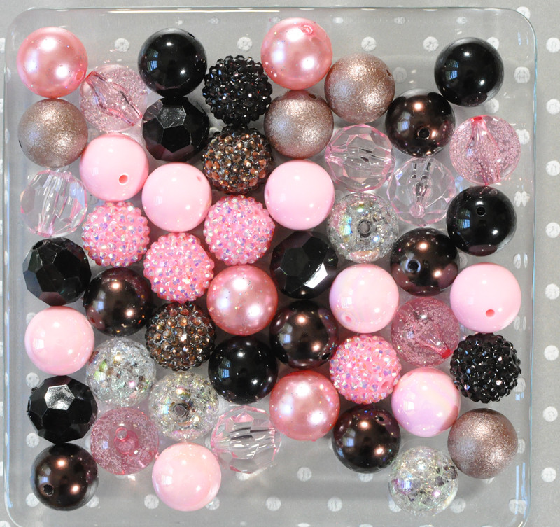 Hot pink and black bubblegum bead wholesale kit