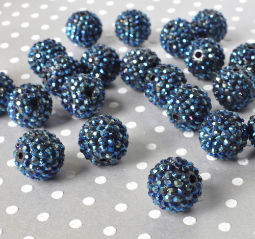 20mm Navy blue rhinestone bubblegum beads for children's jewellery